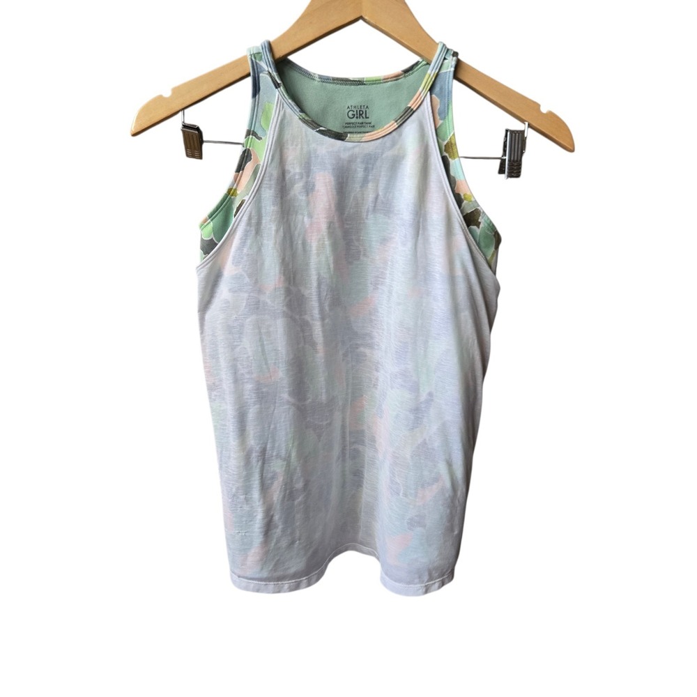 Athleta Girl Perfect Pair Tank  Size XL  14 White Green‎
